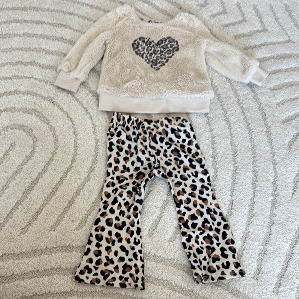 Leopard Heart Sweater and Pants Set